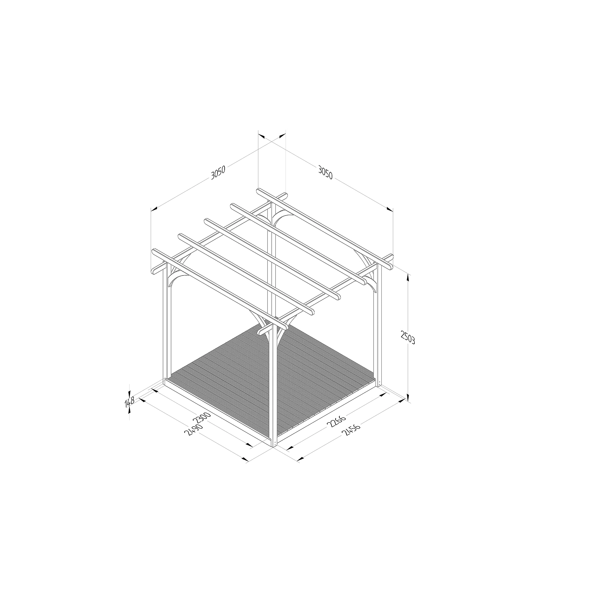 Forest Garden Natural Pergola & Decking Kit, X4 Post (H) 2.5m X (W) 3m 2 Forest Garden Natural Pergola & Decking Kit, X4 Post (H) 2.5m X (W) 3m - Image 2