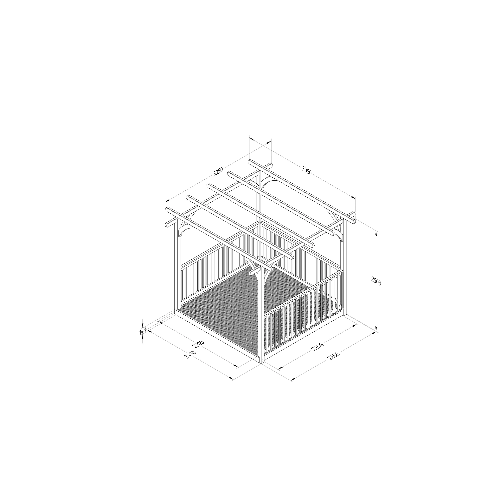 Forest Garden Natural Pergola & Decking Kit, X4 Post X3 Balustrade (H) 2.5m X (W) 3m 2 Forest Garden Natural Pergola & Decking Kit, X4 Post X3 Balustrade (H) 2.5m X (W) 3m - Image 2