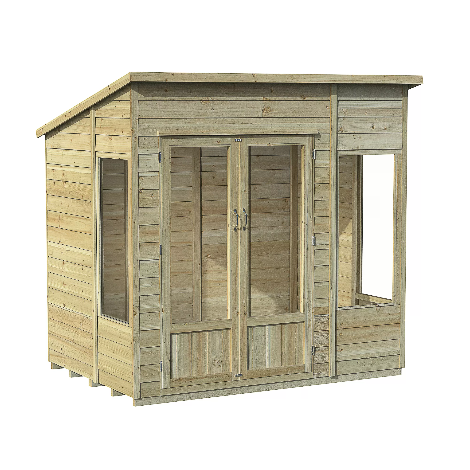 Forest Garden Oakley 7x5 Pent Overlap Solid Wood Summer House With Double Door (Base Included) - Assembly Service Included 2 Forest Garden Oakley 7x5 Pent Overlap Solid Wood Summer House With Double Door (Base Included) - Assembly Service Included - Image 2