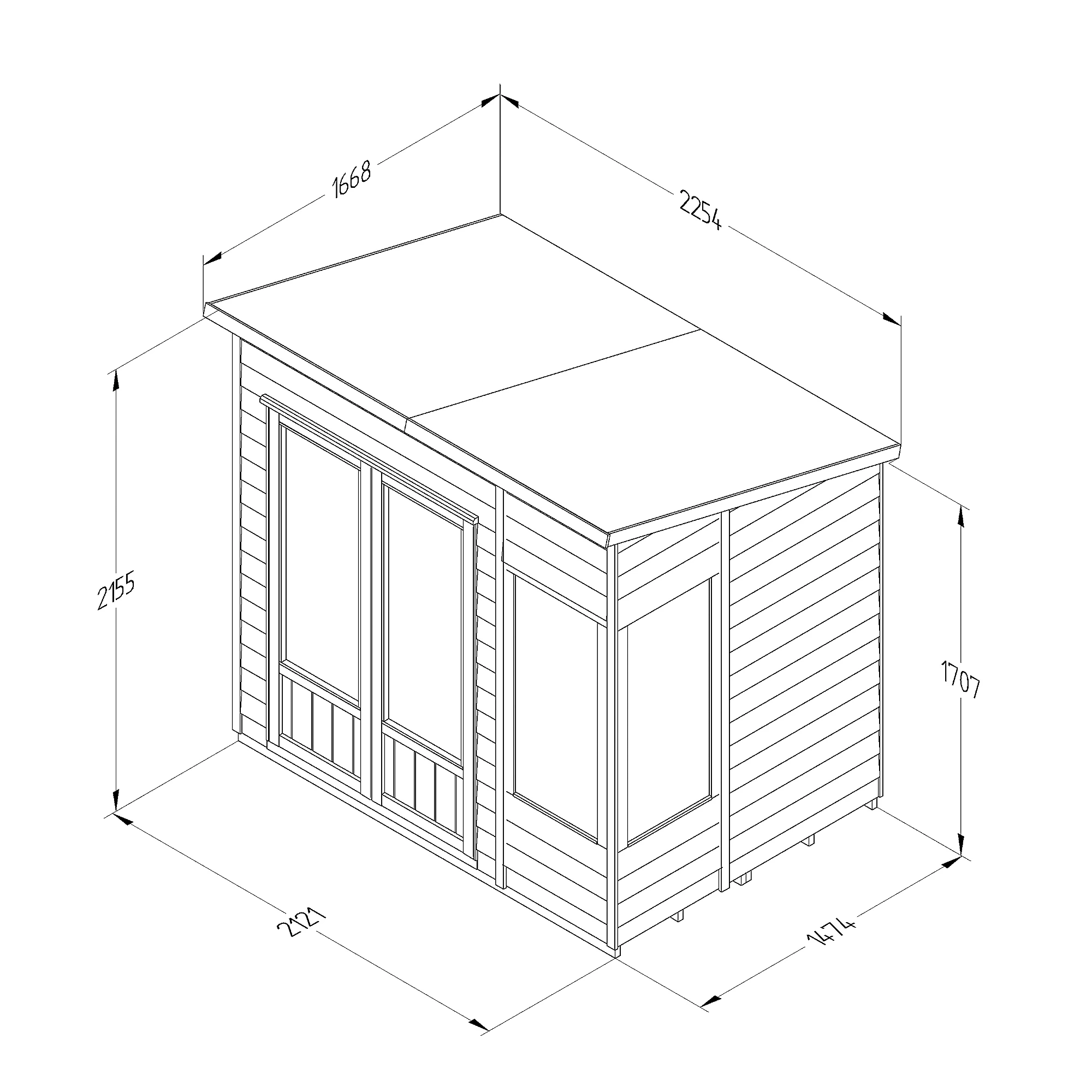 Forest Garden Oakley 7x5 Pent Overlap Solid Wood Summer House With Double Door (Base Included) - Assembly Service Included 4 Forest Garden Oakley 7x5 Pent Overlap Solid Wood Summer House With Double Door (Base Included) - Assembly Service Included - Image 4