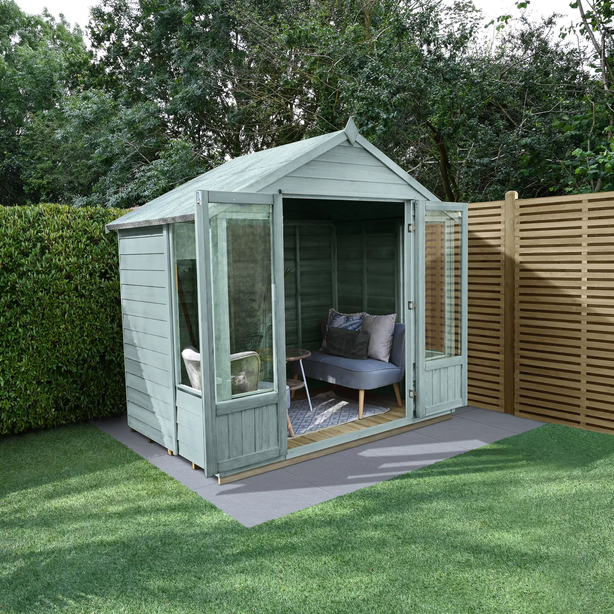 Forest Garden Oakley 7x7 Apex Overlap Solid Wood Summer House With Double Door - Assembly Service Included 5 Forest Garden Oakley 7x7 Apex Overlap Solid Wood Summer House With Double Door - Assembly Service Included - Image 5