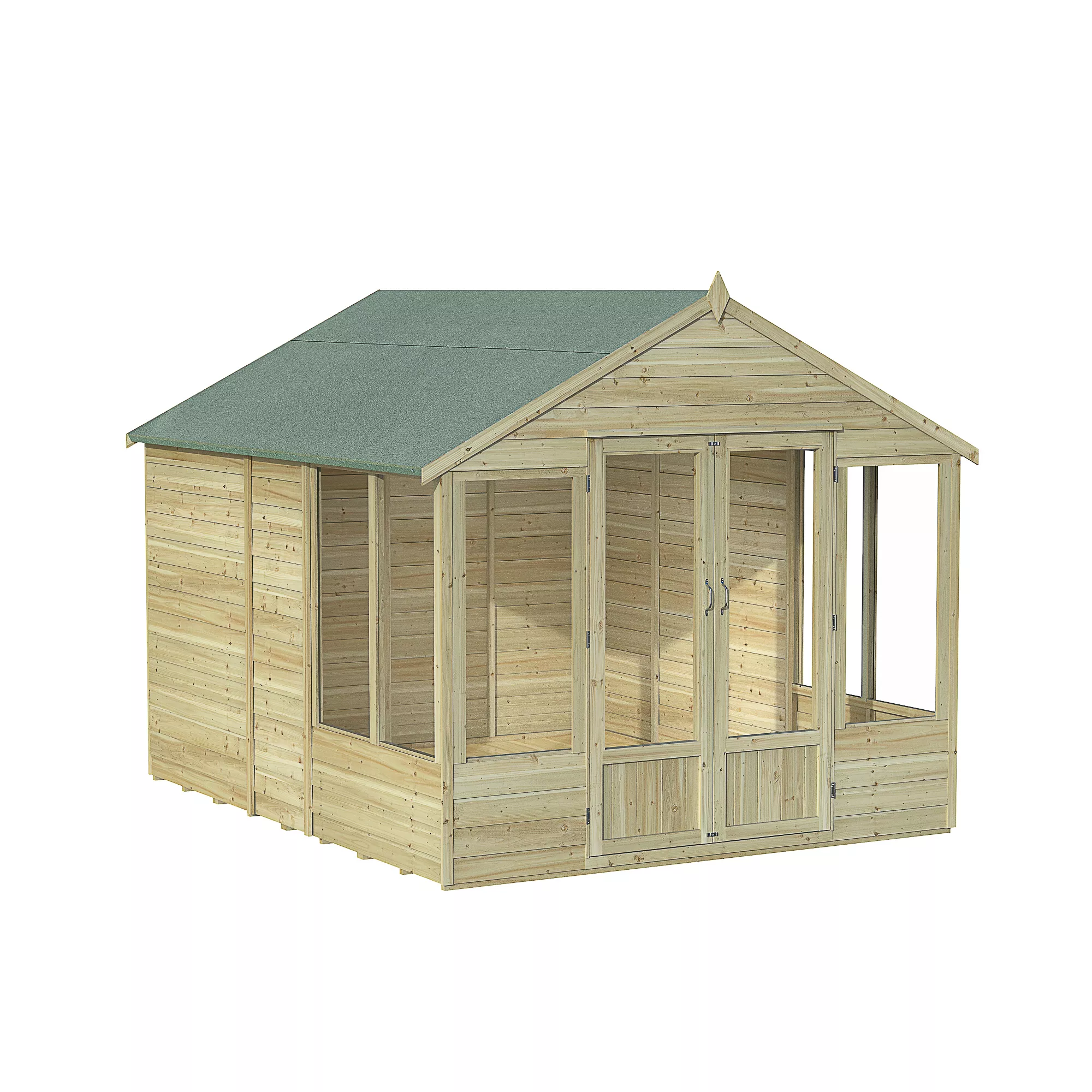 Forest Garden Oakley 8x10 Apex Overlap Solid Wood Summer House With Double Door - Assembly Service Included 2 Forest Garden Oakley 8x10 Apex Overlap Solid Wood Summer House With Double Door - Assembly Service Included - Image 2