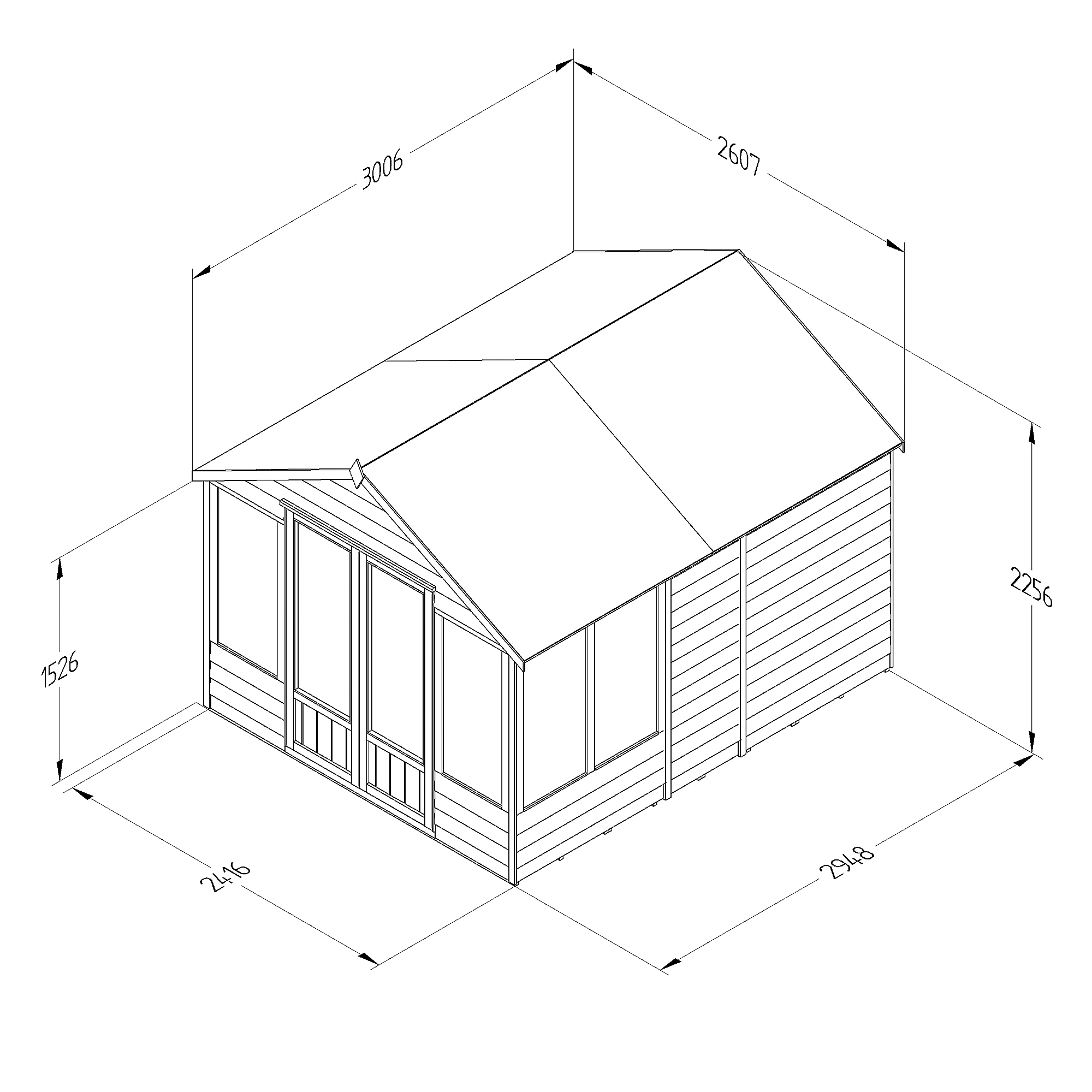 Forest Garden Oakley 8x10 Apex Overlap Solid Wood Summer House With Double Door - Assembly Service Included 6 Forest Garden Oakley 8x10 Apex Overlap Solid Wood Summer House With Double Door - Assembly Service Included - Image 6