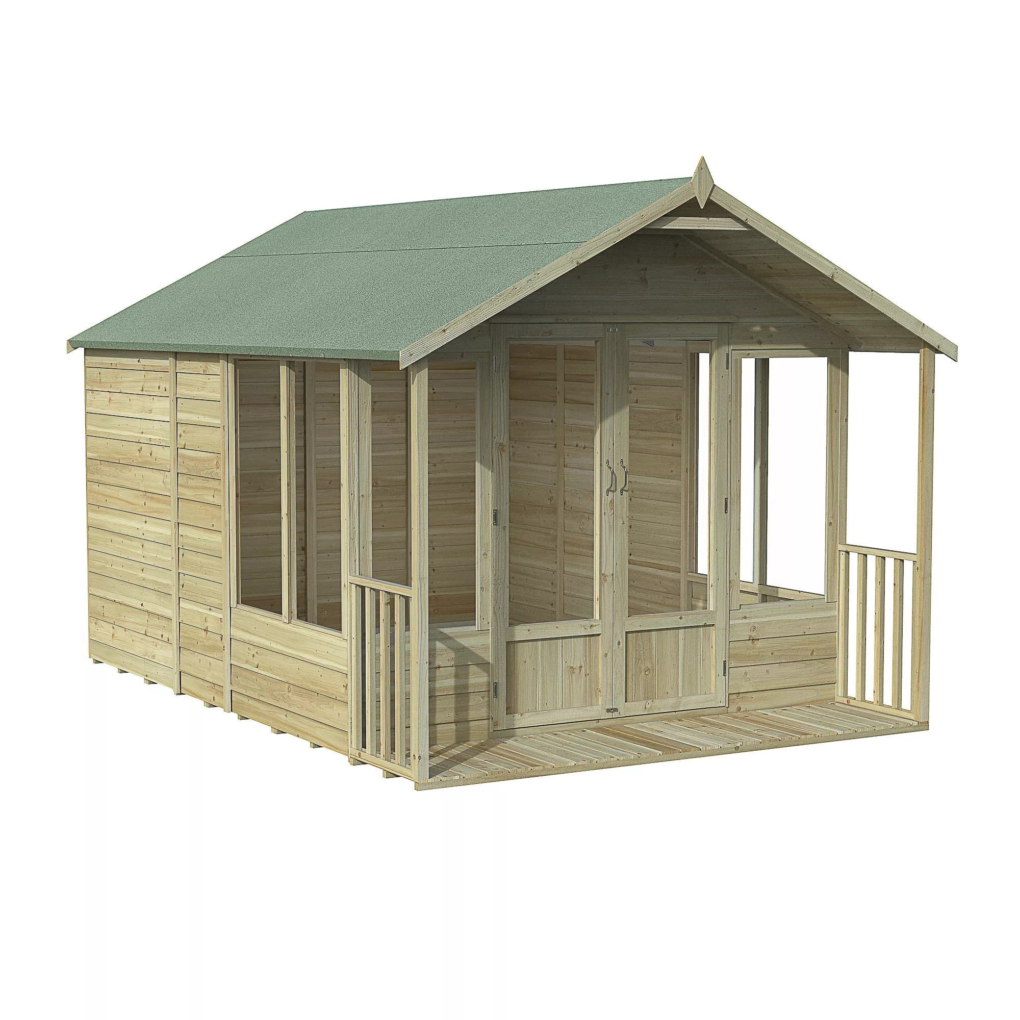 Forest Garden Oakley 8x12 Apex Overlap Solid Wood Summer House With Double Door 2 Forest Garden Oakley 8x12 Apex Overlap Solid Wood Summer House With Double Door - Image 2