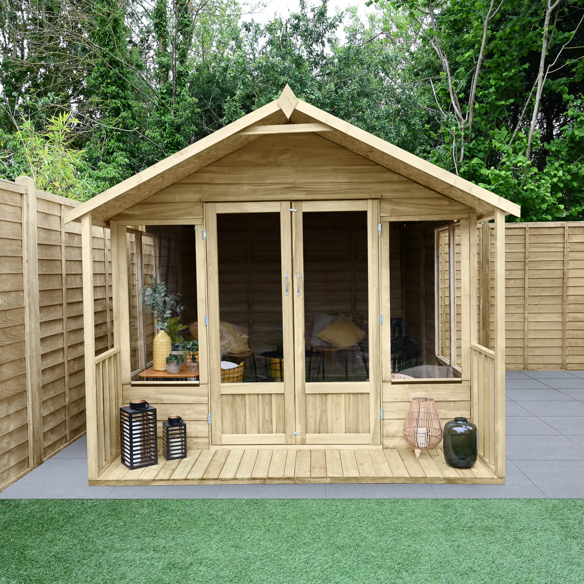 Forest Garden Oakley 8x12 Apex Overlap Solid Wood Summer House With Double Door 3 Forest Garden Oakley 8x12 Apex Overlap Solid Wood Summer House With Double Door - Image 3