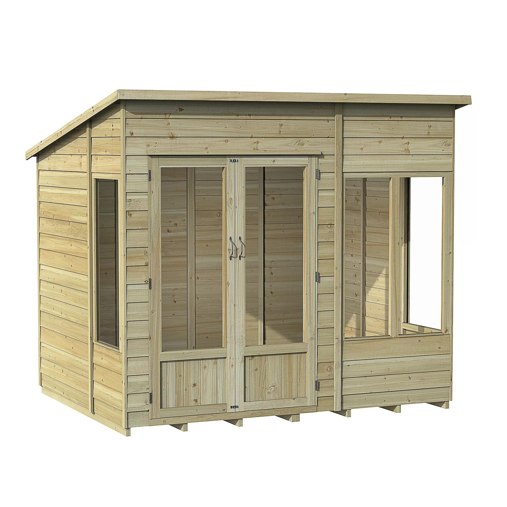 Forest Garden Oakley 8x6 Pent Overlap Solid Wood Summer House With Double Door (Base Included) 2 Forest Garden Oakley 8x6 Pent Overlap Solid Wood Summer House With Double Door (Base Included) - Image 2