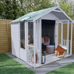 Forest Garden Oakley 8x8 Apex Overlap Solid Wood Summer House With Double Door - Assembly Service Included -Garden Outdoor Store forest garden oakley 8x8 apex overlap solid wood summer house with double door assembly service included5013053188729 02i bq