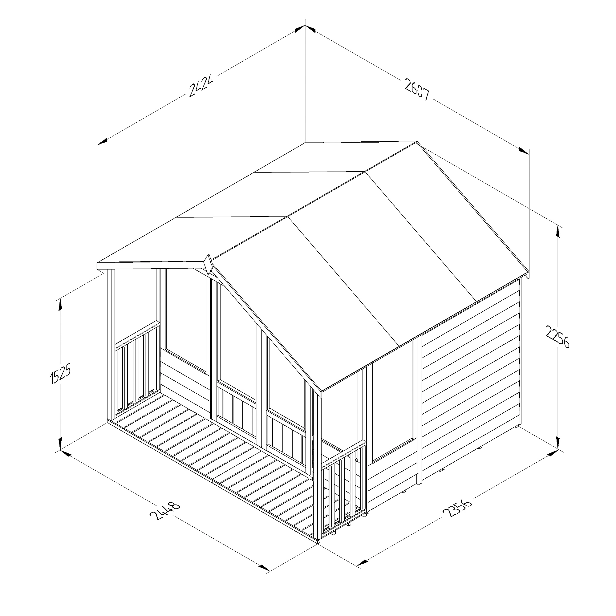Forest Garden Oakley 8x8 Apex Overlap Solid Wood Summer House With Double Door 4 Forest Garden Oakley 8x8 Apex Overlap Solid Wood Summer House With Double Door - Image 4
