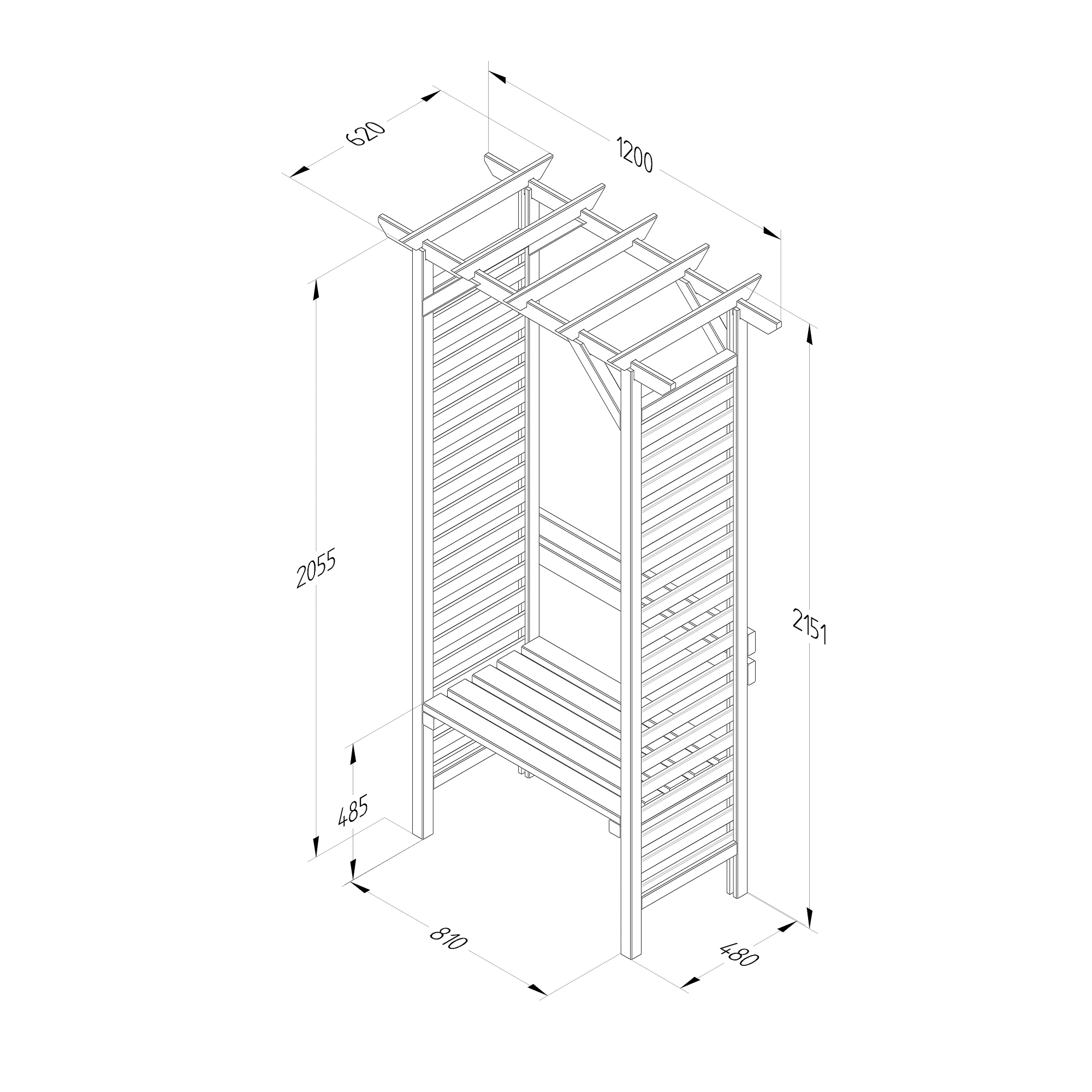 Forest Garden Palma Arbour, (H)2151mm (W)1200mm (D)620mm - Assembly Required 6 Forest Garden Palma Arbour, (H)2151mm (W)1200mm (D)620mm - Assembly Required - Image 6
