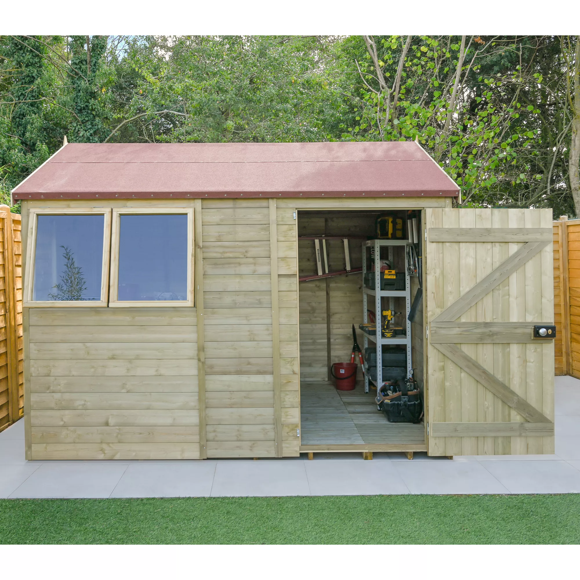 Forest Garden Timberdale 10x6 Ft Reverse Apex Tongue & Groove Wooden Shed With Floor 2 Forest Garden Timberdale 10x6 Ft Reverse Apex Tongue & Groove Wooden Shed With Floor - Image 2
