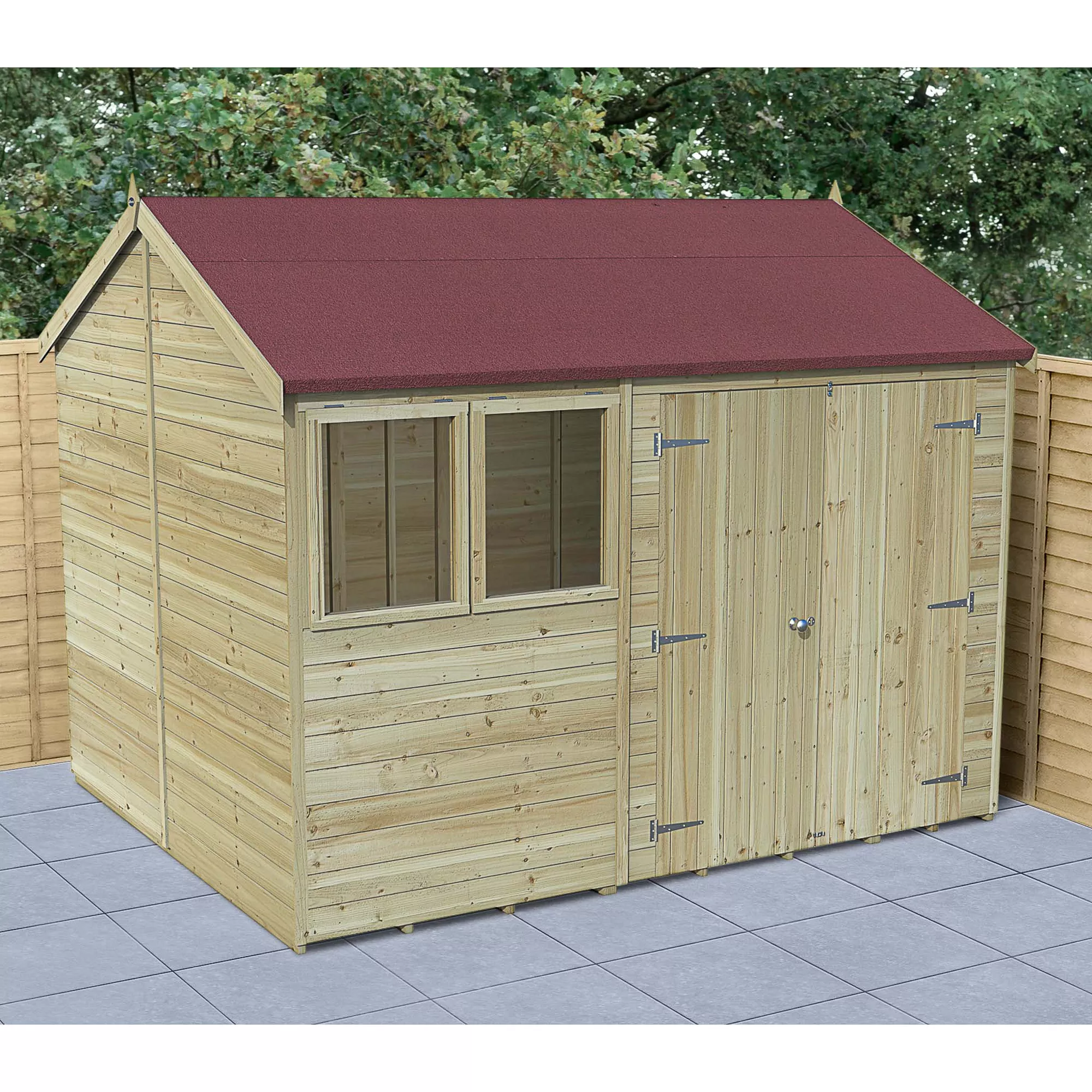 Forest Garden Timberdale 10x8 Ft Reverse Apex Tongue & Groove Wooden 2 Door Shed With Floor (Base Included) 1 Forest Garden Timberdale 10x8 Ft Reverse Apex Tongue & Groove Wooden 2 Door Shed With Floor (Base Included)