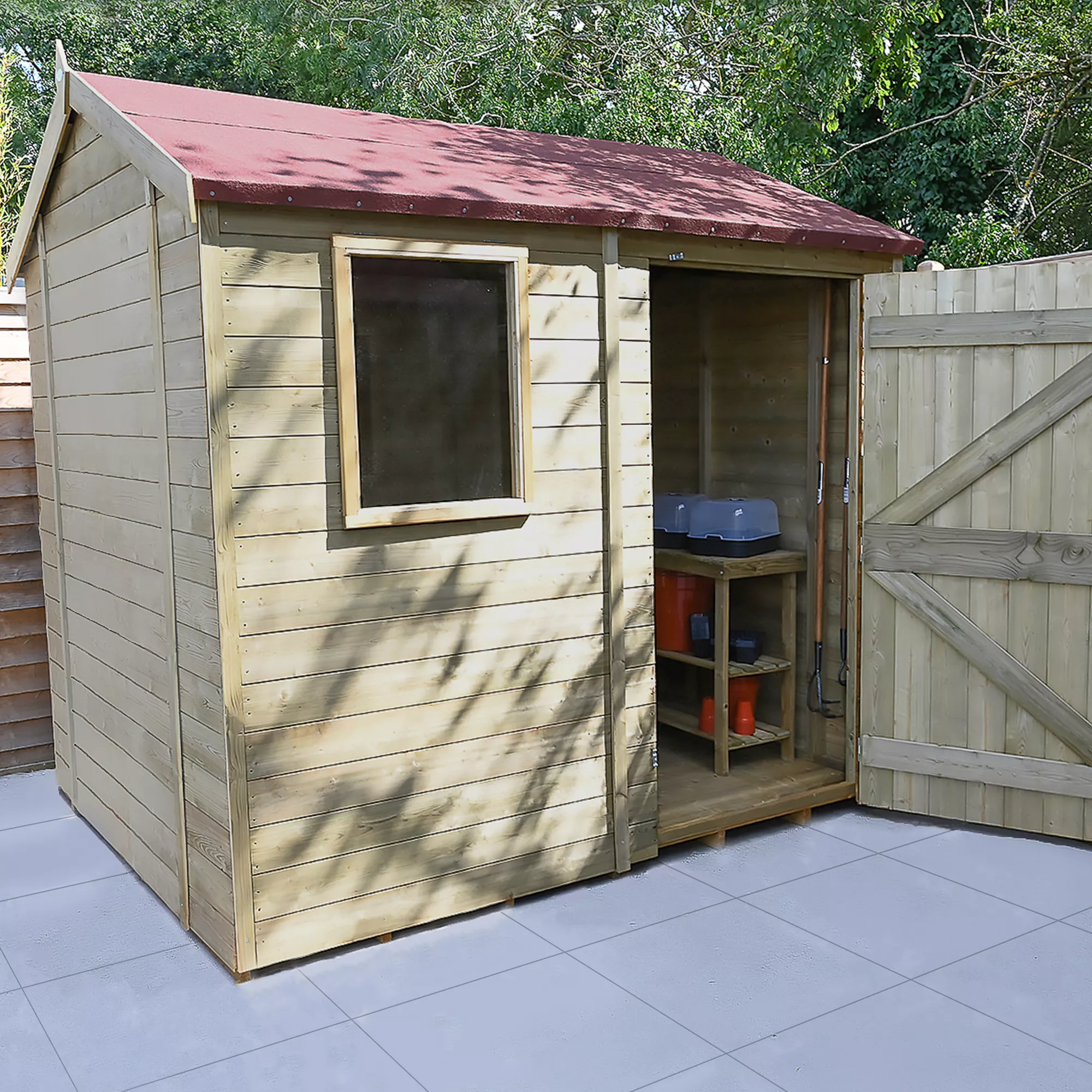Forest Garden Timberdale 8x6 Ft Reverse Apex Tongue & Groove Wooden Shed With Floor 2 Forest Garden Timberdale 8x6 Ft Reverse Apex Tongue & Groove Wooden Shed With Floor - Image 2