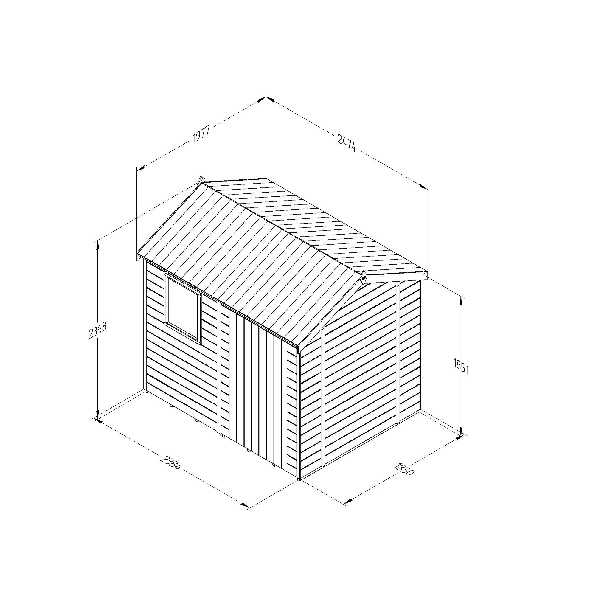 Forest Garden Timberdale 8x6 Ft Reverse Apex Tongue & Groove Wooden Shed With Floor 3 Forest Garden Timberdale 8x6 Ft Reverse Apex Tongue & Groove Wooden Shed With Floor - Image 3