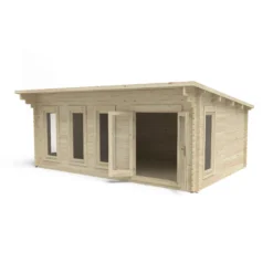 Forest Garden Wolverley 6x4 Toughened Glass Pent Loglap Solid Wood Cabin With Double Door - Assembly Service Included -Garden Outdoor Store forest garden wolverley 6x4 toughened glass pent loglap solid wood cabin with double door assembly service included5013053181560 04c bq