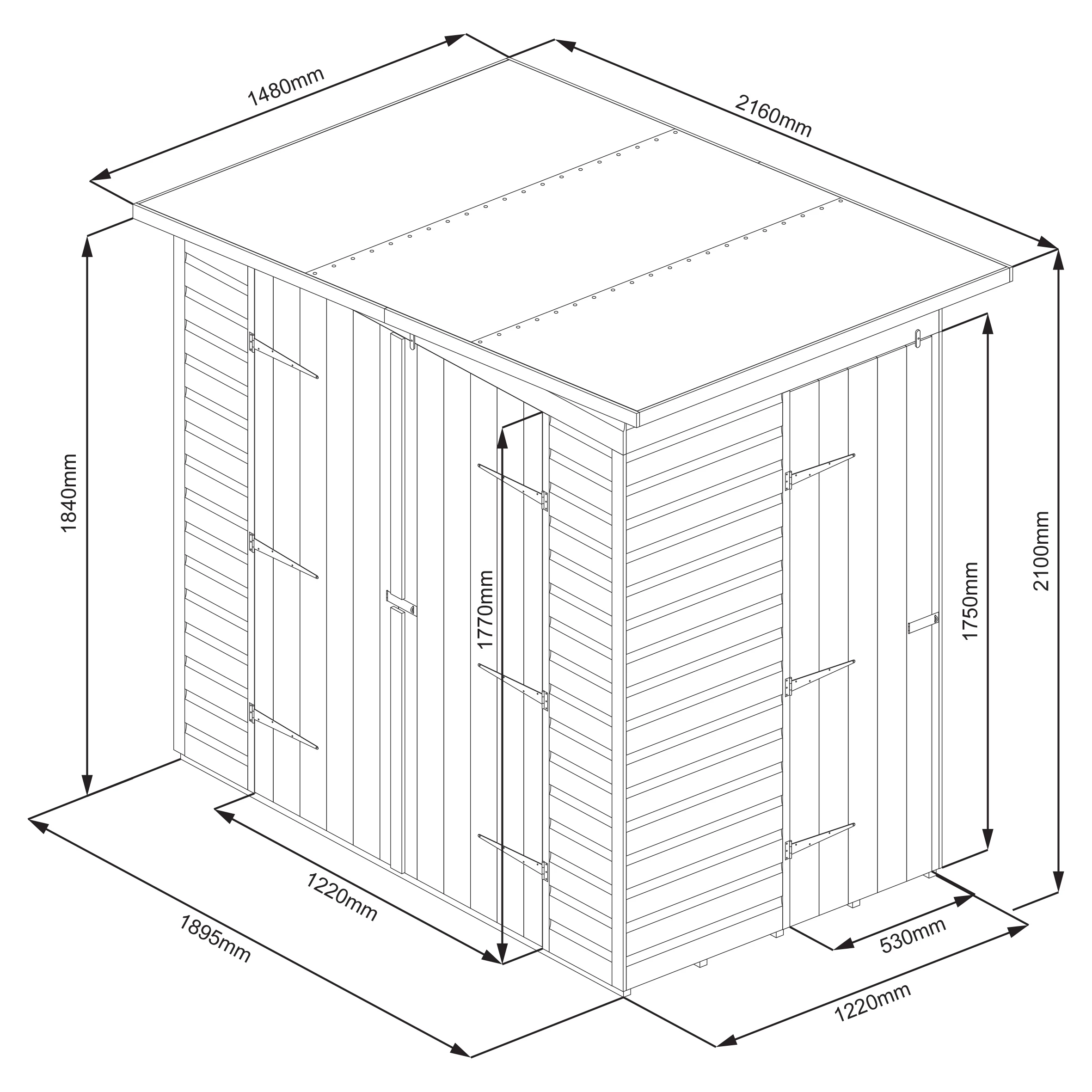 GoodHome Clapperton 6x4 Ft Pent Shiplap Wooden 2 Door Shed With Floor (Base Included) 7 GoodHome Clapperton 6x4 Ft Pent Shiplap Wooden 2 Door Shed With Floor (Base Included) - Image 7