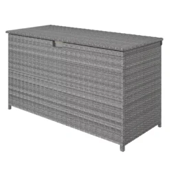 GoodHome Hamilton Steeple Grey Rattan Effect Storage Box (W) 125cm X (D) 55cm -Garden Outdoor Store goodhome hamilton steeple grey rattan effect storage box w 125cm x d 55cm5059340677392 01c scaled