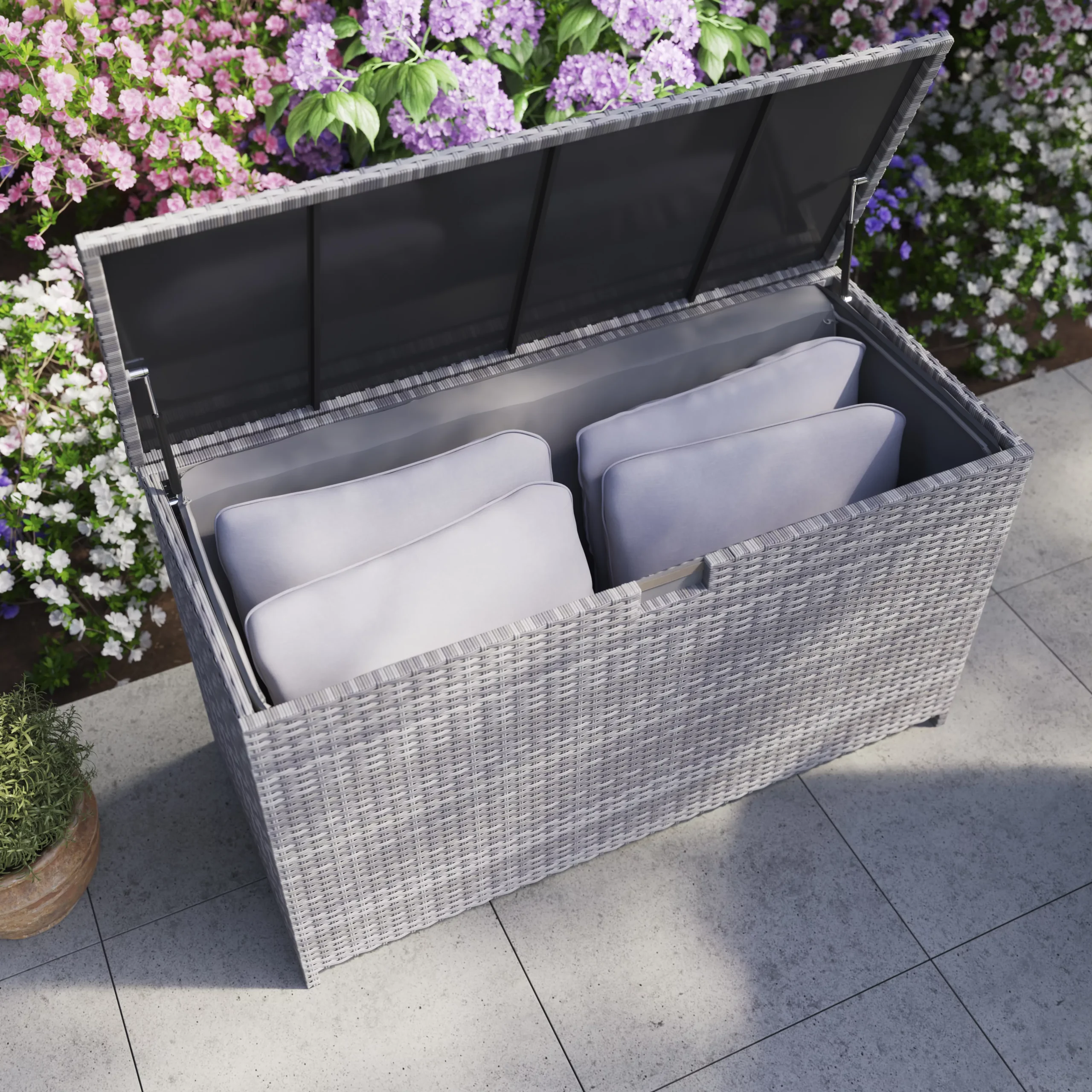 GoodHome Hamilton Steeple Grey Rattan Effect Storage Box (W) 125cm X (D) 55cm 9 GoodHome Hamilton Steeple Grey Rattan Effect Storage Box (W) 125cm X (D) 55cm - Image 9