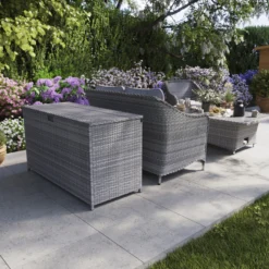 GoodHome Hamilton Steeple Grey Rattan Effect Storage Box (W) 125cm X (D) 55cm -Garden Outdoor Store goodhome hamilton steeple grey rattan effect storage box w 125cm x d 55cm5059340677392 02i scaled