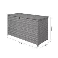GoodHome Hamilton Steeple Grey Rattan Effect Storage Box (W) 125cm X (D) 55cm 26 GoodHome Hamilton Steeple Grey Rattan Effect Storage Box (W) 125cm X (D) 55cm -Garden Outdoor Store goodhome hamilton steeple grey rattan effect storage box w 125cm x d 55cm5059340677392 02t