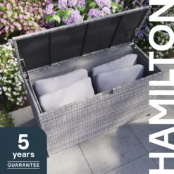 GoodHome Hamilton Steeple Grey Rattan Effect Storage Box (W) 125cm X (D) 55cm -Garden Outdoor Store goodhome hamilton steeple grey rattan effect storage box w 125cm x d 55cm5059340677392 41i EN scaled