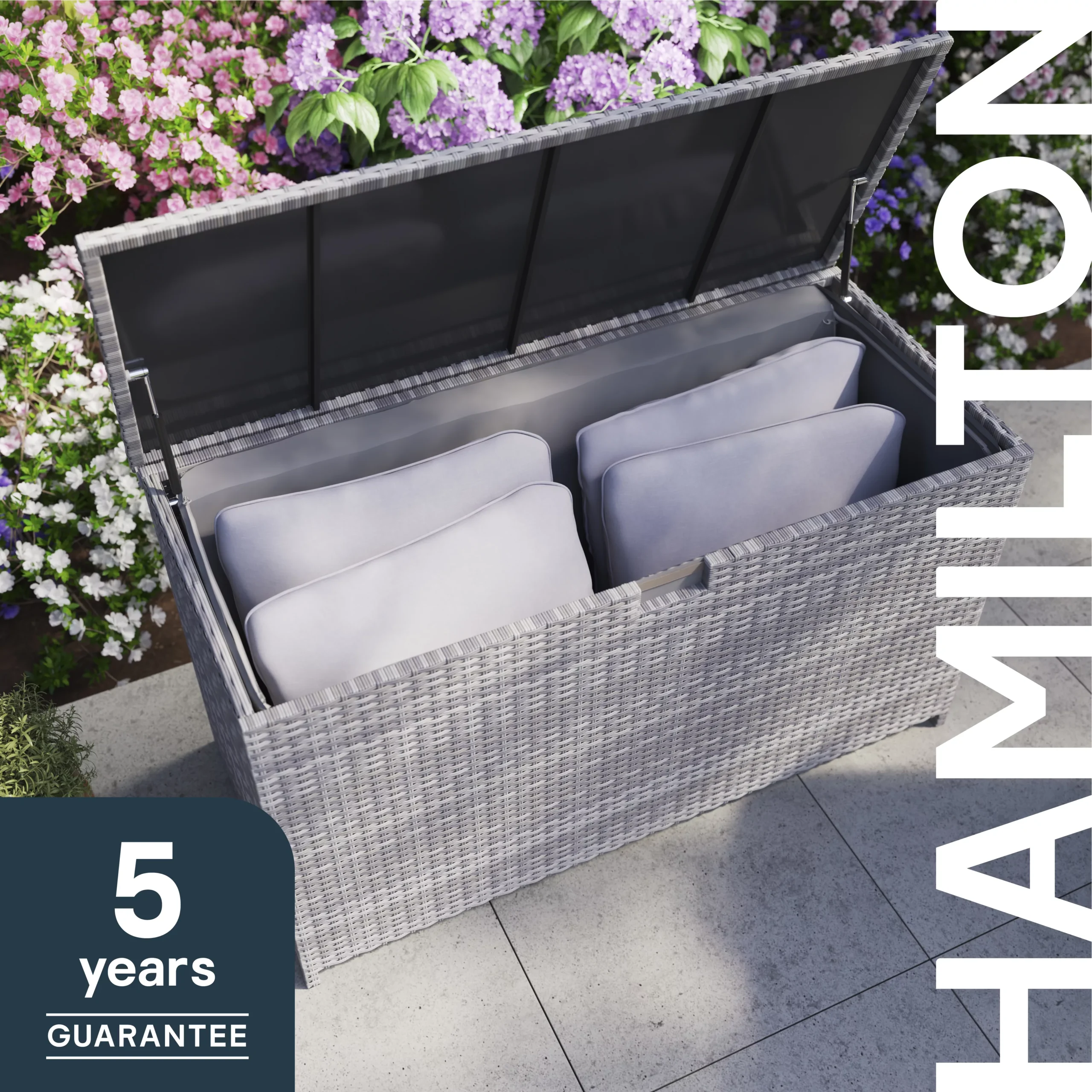 GoodHome Hamilton Steeple Grey Rattan Effect Storage Box (W) 125cm X (D) 55cm 13 GoodHome Hamilton Steeple Grey Rattan Effect Storage Box (W) 125cm X (D) 55cm - Image 13
