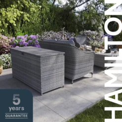 GoodHome Hamilton Steeple Grey Rattan Effect Storage Box (W) 125cm X (D) 55cm -Garden Outdoor Store goodhome hamilton steeple grey rattan effect storage box w 125cm x d 55cm5059340677392 42i EN scaled