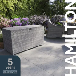 GoodHome Hamilton Steeple Grey Rattan Effect Storage Box (W) 125cm X (D) 55cm -Garden Outdoor Store goodhome hamilton steeple grey rattan effect storage box w 125cm x d 55cm5059340677392 43i EN scaled