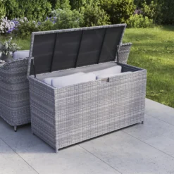 GoodHome Hamilton Steeple Grey Rattan Effect Storage Box (W) 180cm X (D) 65cm 21 GoodHome Hamilton Steeple Grey Rattan Effect Storage Box (W) 180cm X (D) 65cm -Garden Outdoor Store goodhome hamilton steeple grey rattan effect storage box w 180cm x d 65cm5059340677415 02i