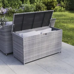 GoodHome Hamilton Steeple Grey Rattan Effect Storage Box (W) 180cm X (D) 65cm 21 GoodHome Hamilton Steeple Grey Rattan Effect Storage Box (W) 180cm X (D) 65cm -Garden Outdoor Store goodhome hamilton steeple grey rattan effect storage box w 180cm x d 65cm5059340677415 02i scaled