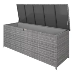 GoodHome Hamilton Steeple Grey Rattan Effect Storage Box (W) 180cm X (D) 65cm 16 GoodHome Hamilton Steeple Grey Rattan Effect Storage Box (W) 180cm X (D) 65cm -Garden Outdoor Store goodhome hamilton steeple grey rattan effect storage box w 180cm x d 65cm5059340677415 21c