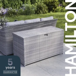 GoodHome Hamilton Steeple Grey Rattan Effect Storage Box (W) 180cm X (D) 65cm 24 GoodHome Hamilton Steeple Grey Rattan Effect Storage Box (W) 180cm X (D) 65cm -Garden Outdoor Store goodhome hamilton steeple grey rattan effect storage box w 180cm x d 65cm5059340677415 41i EN