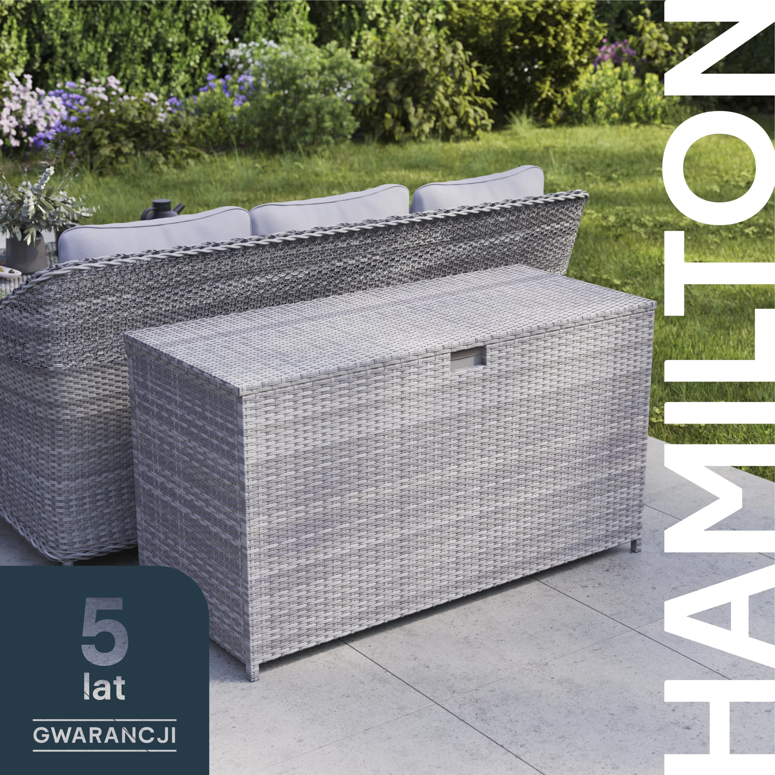 GoodHome Hamilton Steeple Grey Rattan Effect Storage Box (W) 180cm X (D) 65cm 13 GoodHome Hamilton Steeple Grey Rattan Effect Storage Box (W) 180cm X (D) 65cm - Image 13