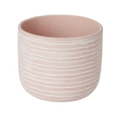 GoodHome Peach Whip Clay Striped Circular Plant Pot (Dia)20cm