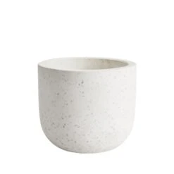 GoodHome White Speckled Circular Plant Pot (Dia)16.2cm