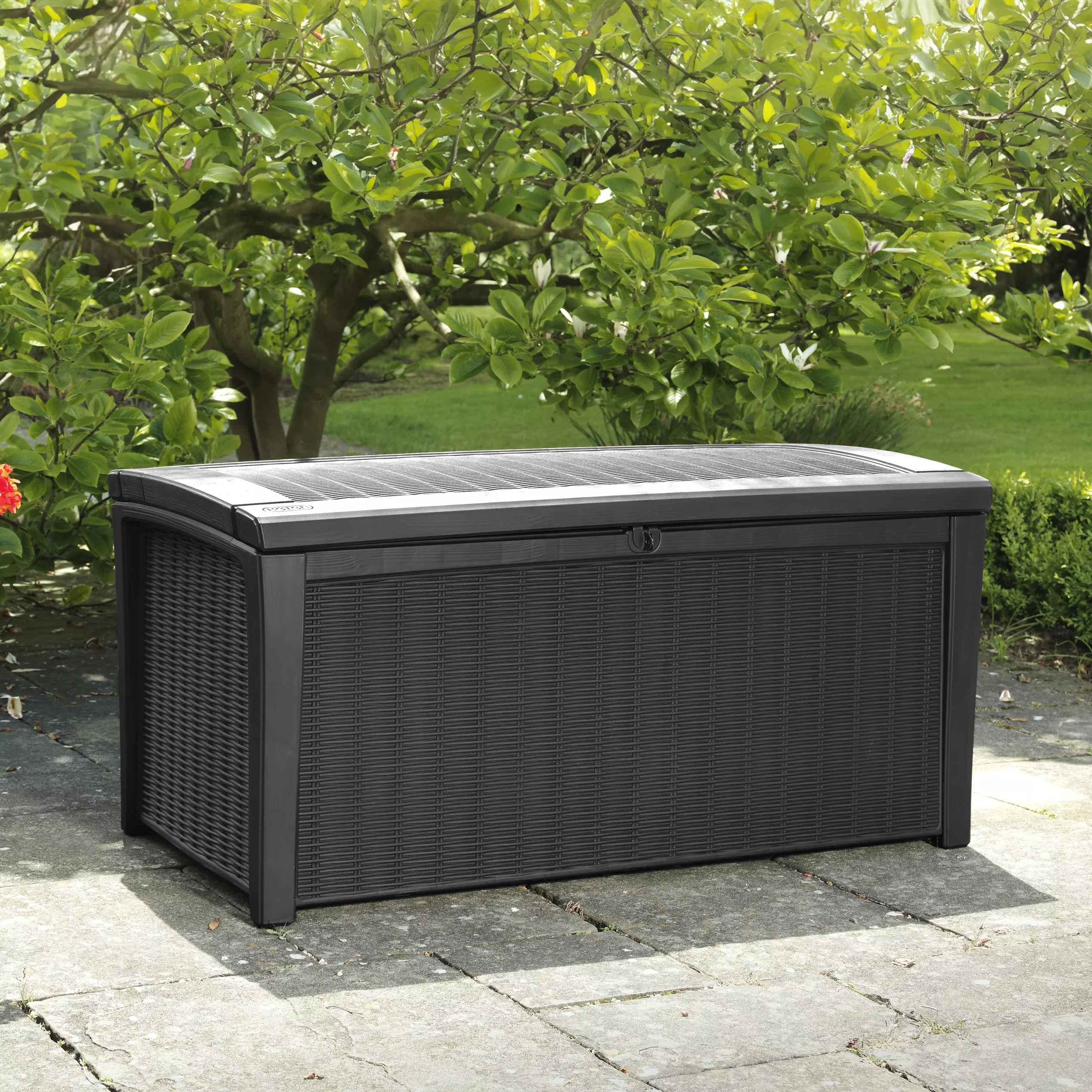 Keter Borneo Rattan Effect Plastic Garden Storage Box 3 Keter Borneo Rattan Effect Plastic Garden Storage Box - Image 3
