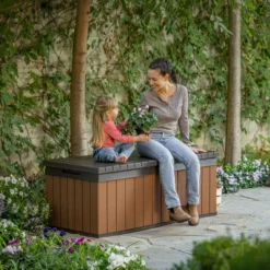 Alternative view of Keter Darwin Wood Effect 5x2 Garden Storage Bench Box 380L