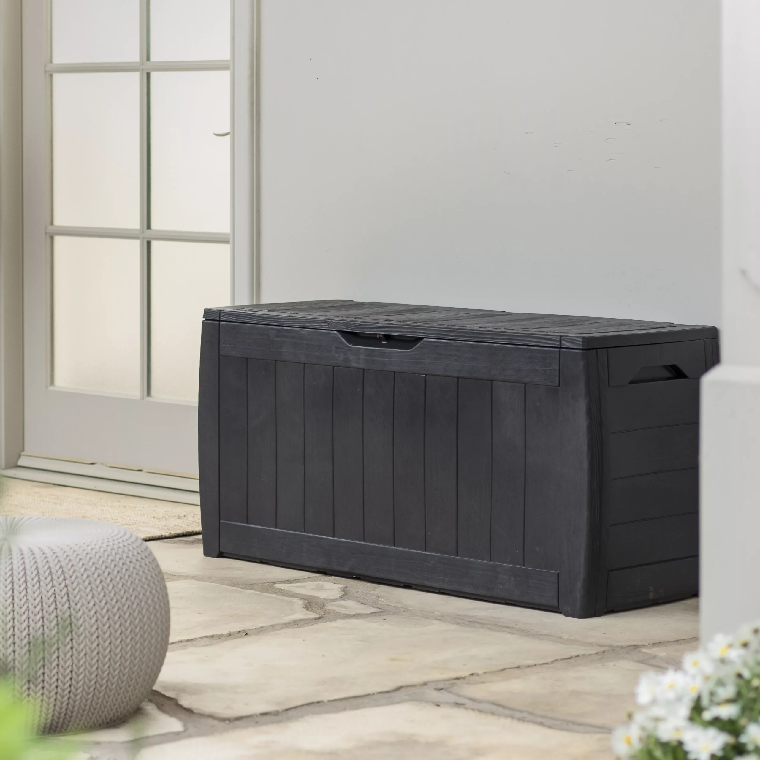 Keter Hollywood Wood Effect Plastic Garden Storage Box 2 Keter Hollywood Wood Effect Plastic Garden Storage Box - Image 2