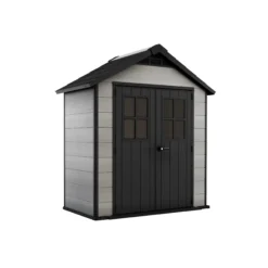 Keter Oakland Grey Plastic 2 Door 2 Windows Shed With Floor (Base Included)