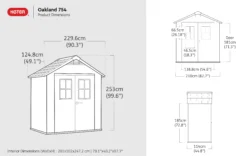 Keter Oakland Grey Plastic 2 Door 2 Windows Shed With Floor (Base Included) -Garden Outdoor Store keter oakland grey plastic 2 door 2 windows shed with floor base included 7290112632623 01t
