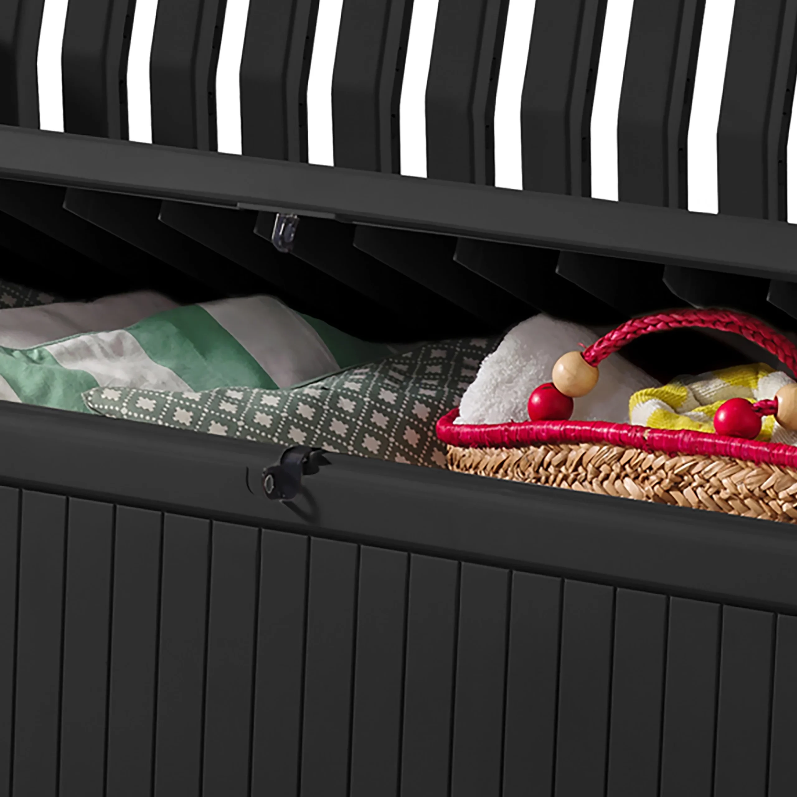 Keter Patio Wood Effect Garden Storage Bench Box - Partial Assembly Required 227L 3 Keter Patio Wood Effect Garden Storage Bench Box - Partial Assembly Required 227L - Image 3