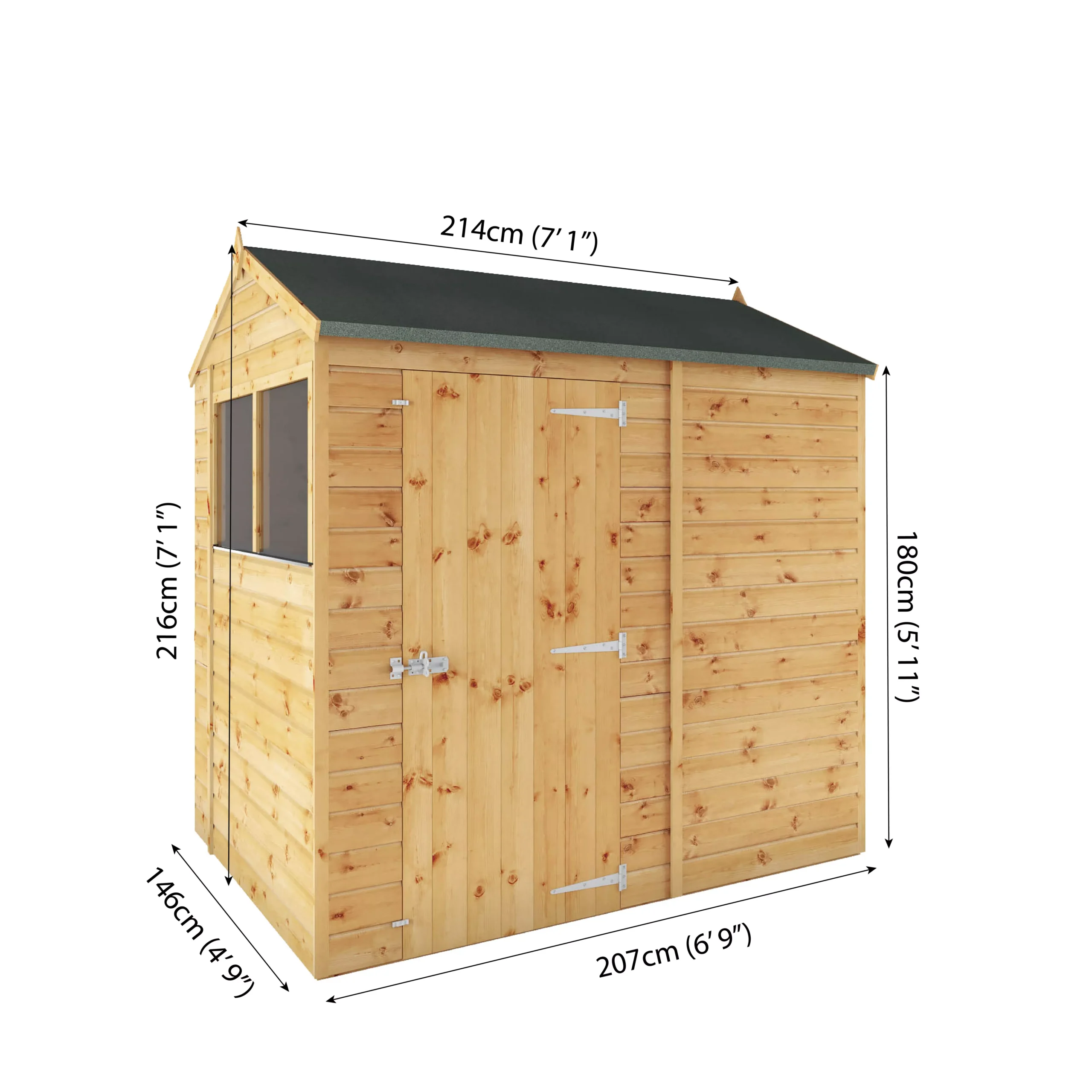Mercia 7x5 Ft Reverse Apex Tongue & Groove Wooden 2 Windows Shed With Floor 9 Mercia 7x5 Ft Reverse Apex Tongue & Groove Wooden 2 Windows Shed With Floor - Image 9