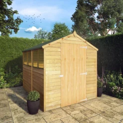 Mercia 8x6 Ft Apex Overlap Wooden 4 Windows Shed With Floor -Garden Outdoor Store mercia 8x6 ft apex overlap wooden 4 windows shed with floor5029442085463 01i