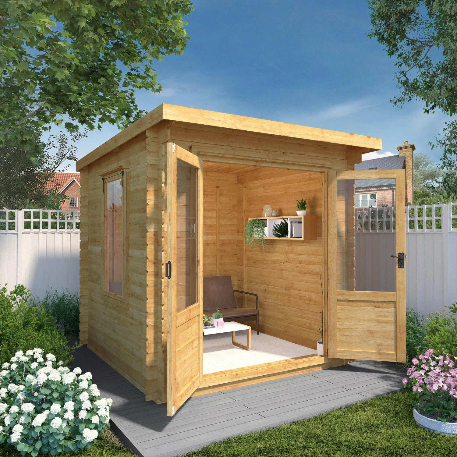 Mercia 8x8 Pent Tongue & Groove Cabin With Double Door 9 Mercia 8x8 Pent Tongue & Groove Cabin With Double Door - Image 9