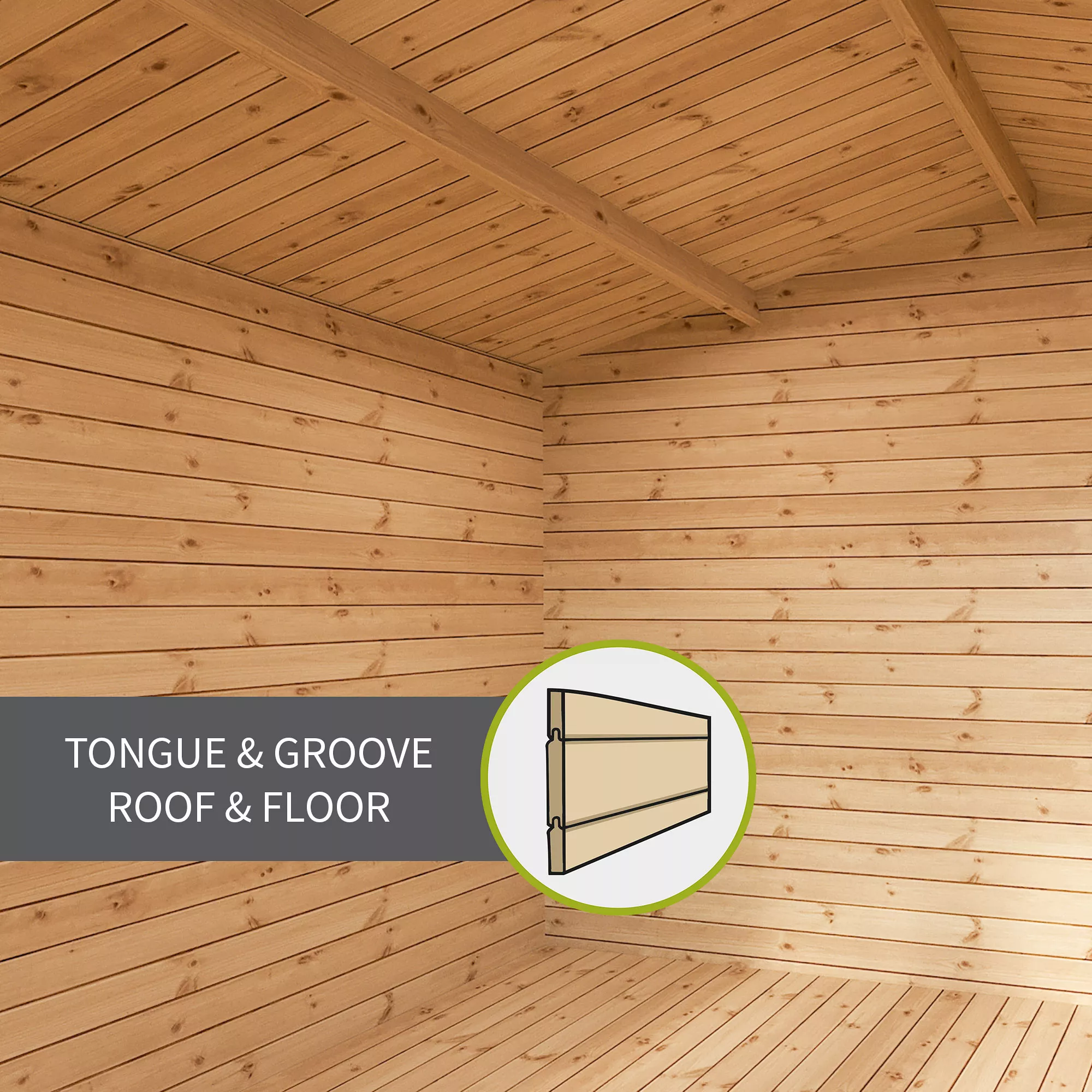 Mercia 8x8 Pent Tongue & Groove Cabin With Double Door 2 Mercia 8x8 Pent Tongue & Groove Cabin With Double Door - Image 2