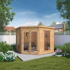 Mercia Corner 8x8 Ft Flat Shiplap Wooden Summer House With Double Door 15 Mercia Corner 8x8 Ft Flat Shiplap Wooden Summer House With Double Door -Garden Outdoor Store mercia corner 8x8 ft flat shiplap wooden summer house with double door5029442076553 01i