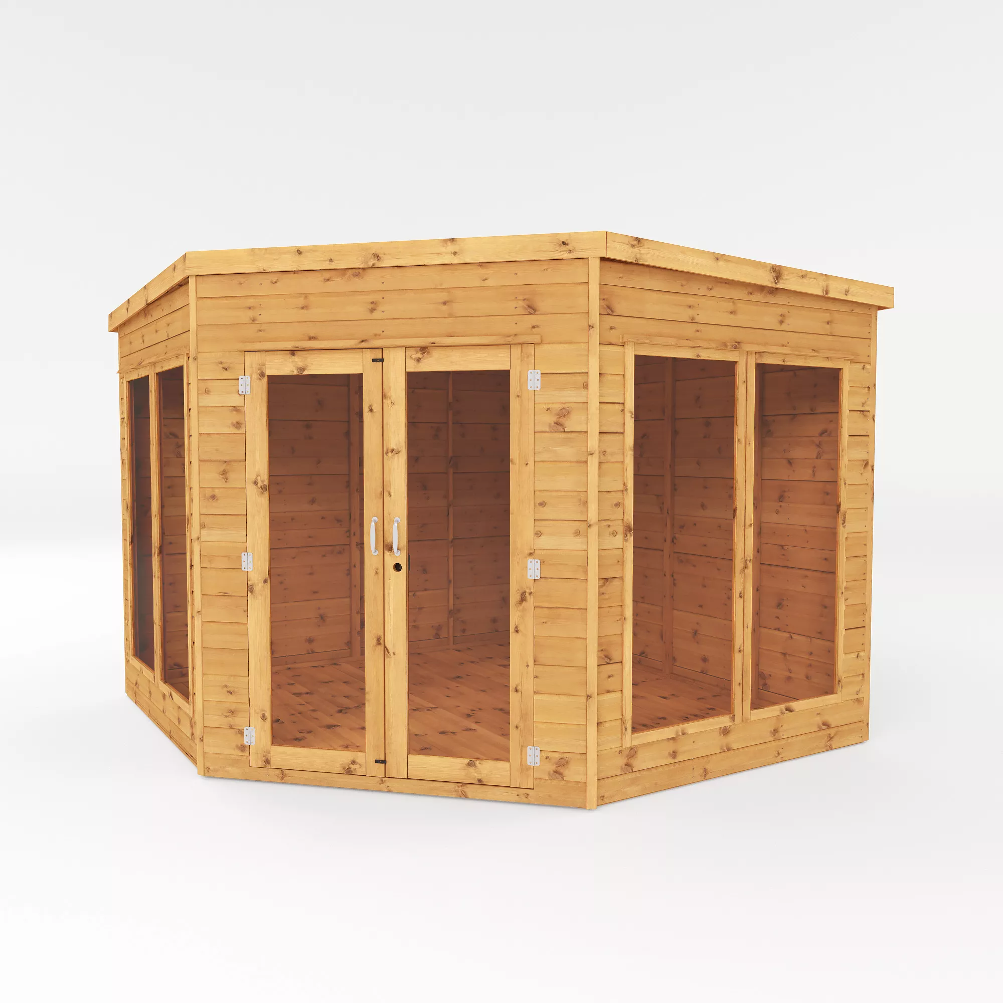 Mercia Corner 9x9 Ft Flat Shiplap Wooden Summer House With Double Door 2 Mercia Corner 9x9 Ft Flat Shiplap Wooden Summer House With Double Door - Image 2