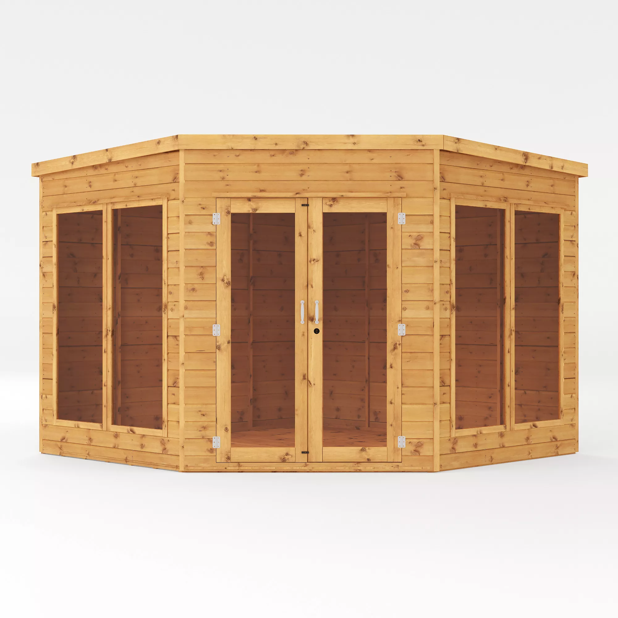 Mercia Corner 9x9 Ft Flat Shiplap Wooden Summer House With Double Door 3 Mercia Corner 9x9 Ft Flat Shiplap Wooden Summer House With Double Door - Image 3