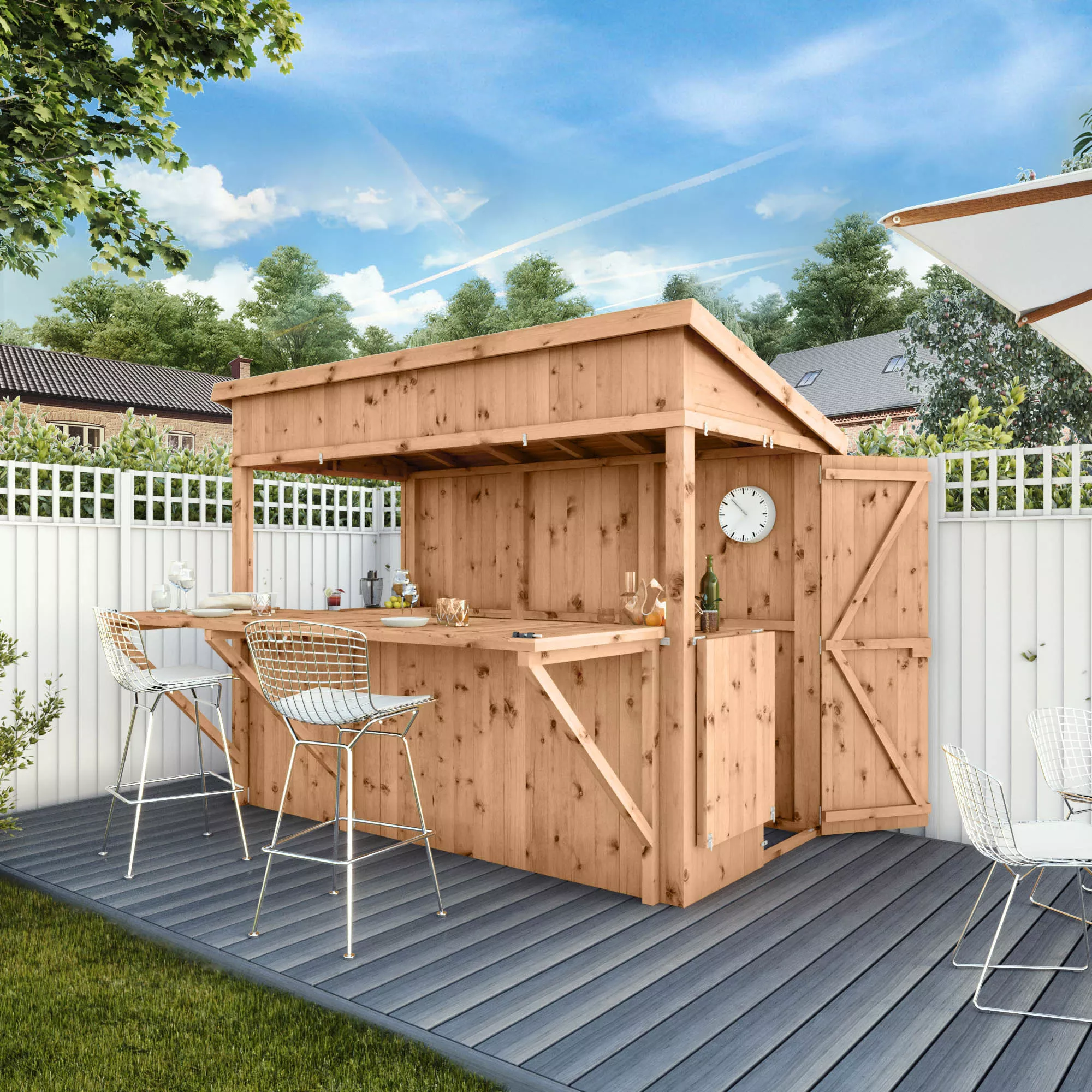 Mercia Garden Bar 9x4 Ft Pent Tongue & Groove Solid Wood Garden Bar With Single Door 1 Mercia Garden Bar 9x4 Ft Pent Tongue & Groove Solid Wood Garden Bar With Single Door