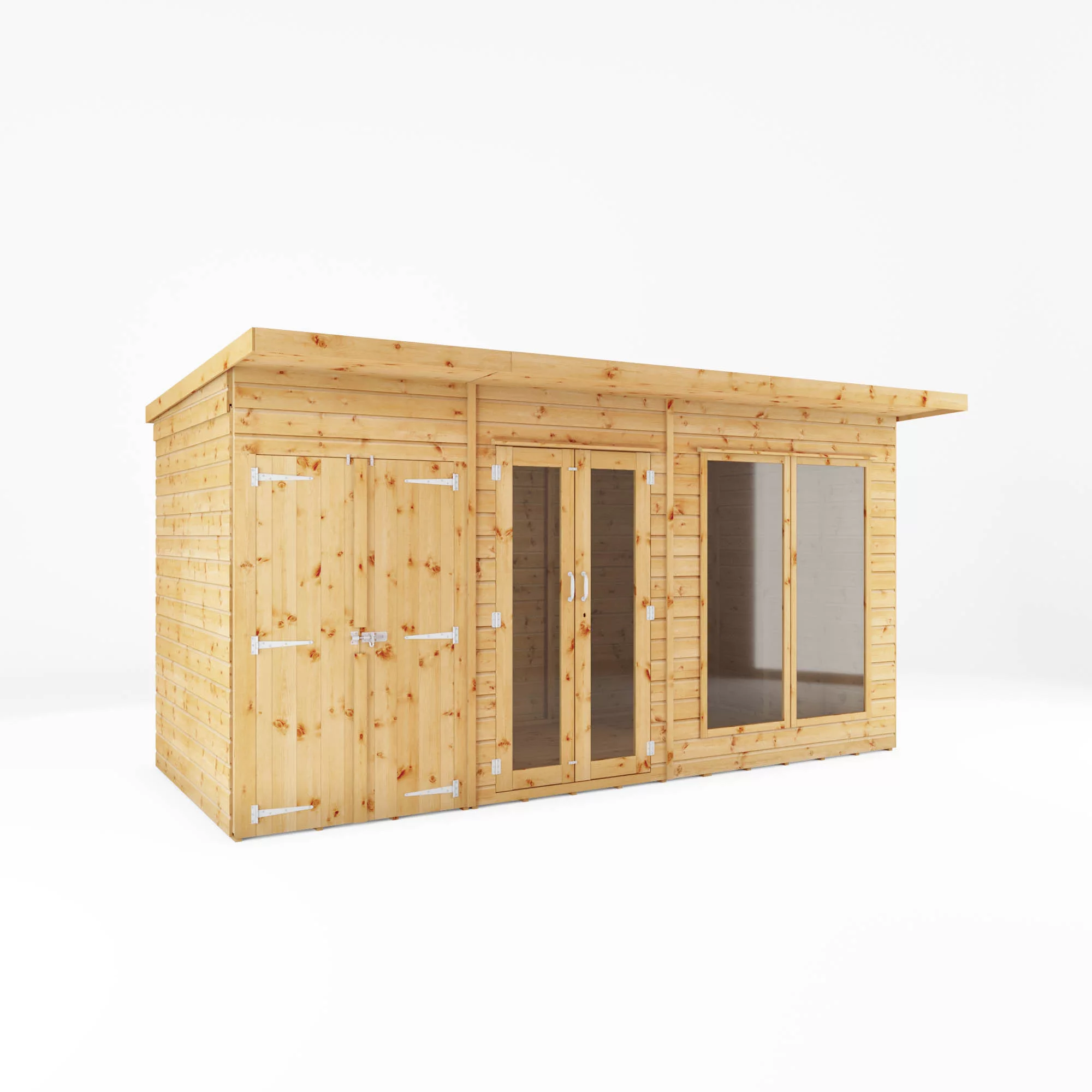 Mercia Maine 14x6 Ft Pent Shiplap Wooden Summer House With Double Door 2 Mercia Maine 14x6 Ft Pent Shiplap Wooden Summer House With Double Door - Image 2