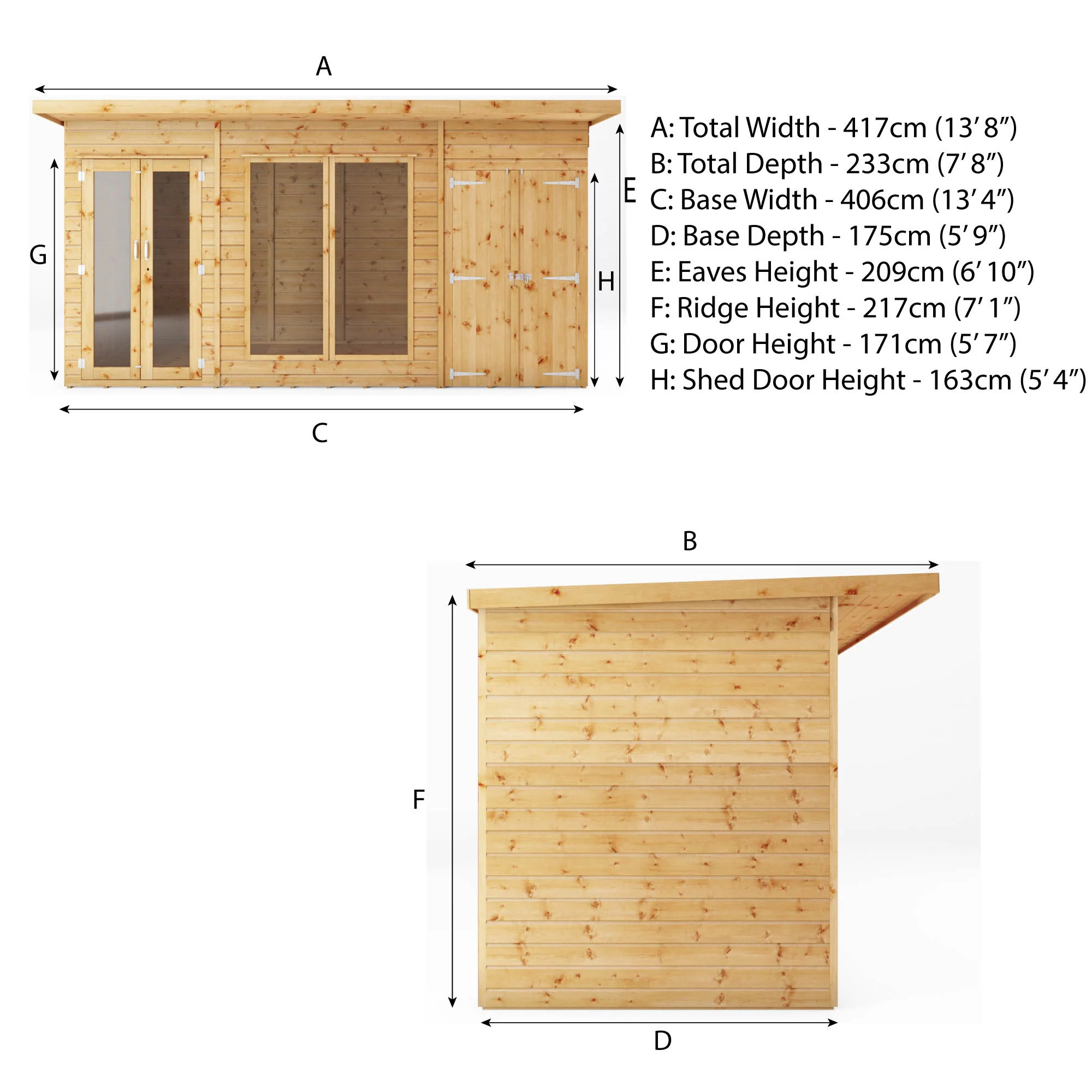 Mercia Maine 14x6 Ft Pent Shiplap Wooden Summer House With Double Door 9 Mercia Maine 14x6 Ft Pent Shiplap Wooden Summer House With Double Door - Image 9